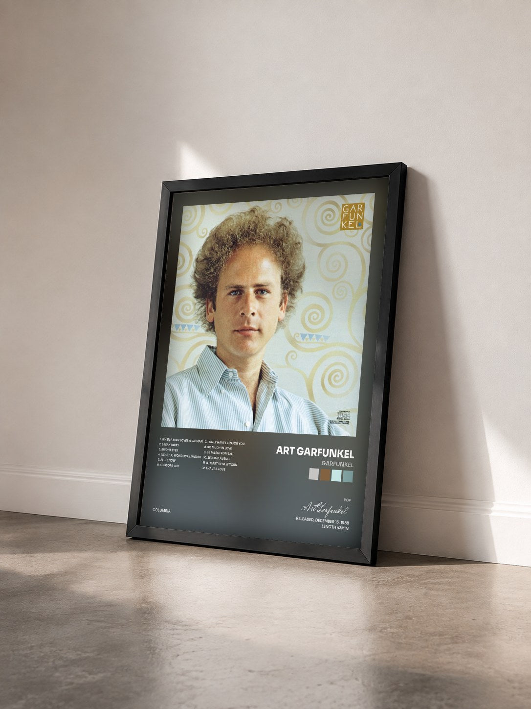 #noir Tableau de l'album Garfunkel de Art Garfunkel vu de trois quarts, cadre noir