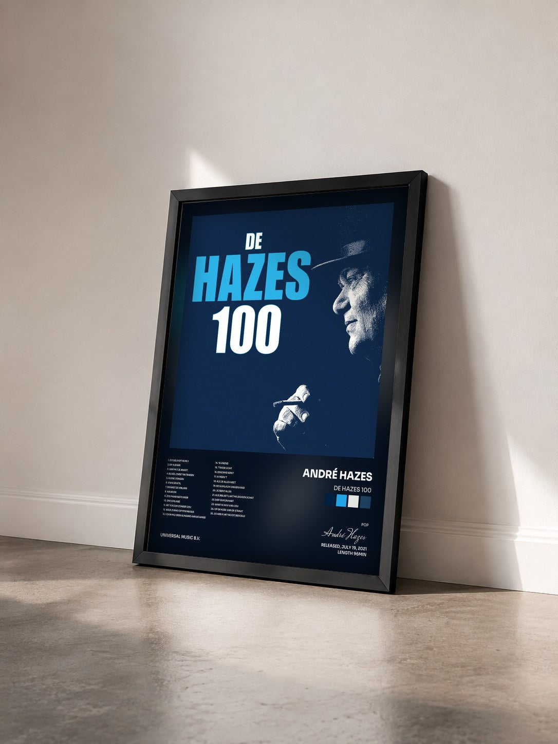 #noir Tableau de l'album De Hazes 100 de André Hazes vu de trois quarts, cadre noir