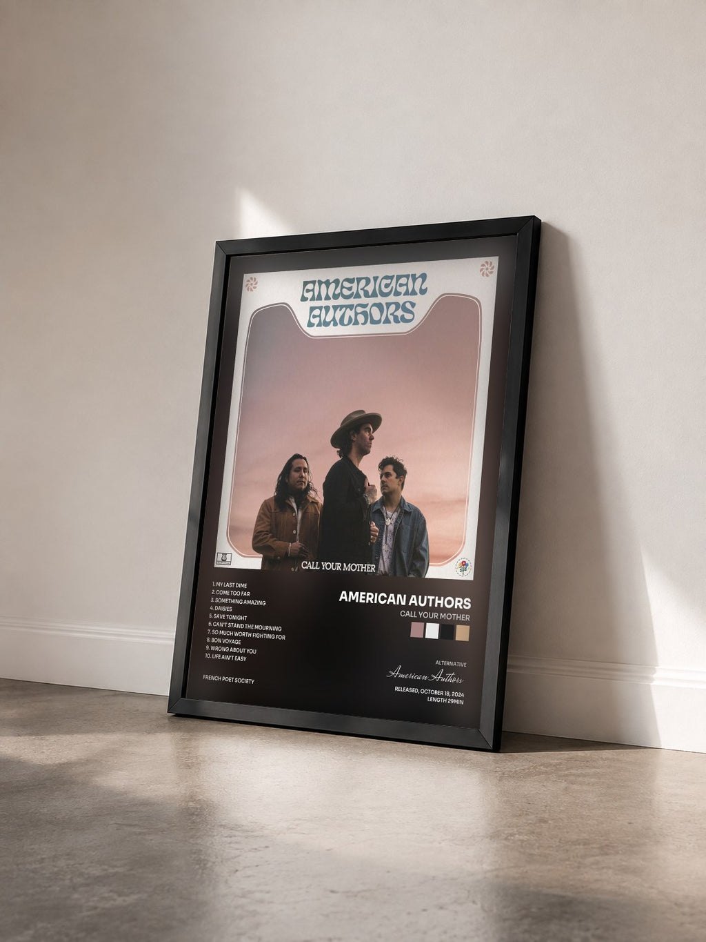 #noir Tableau de l'album Call Your Mother de American Authors vu de trois quarts, cadre noir