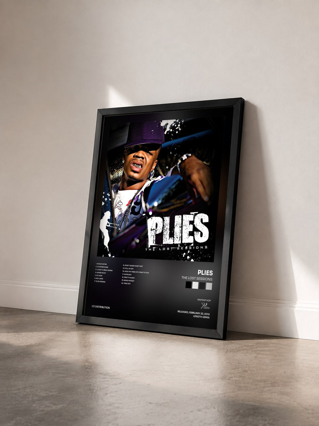 #noir Tableau de l'album The Lost Sessions de Plies vu de trois quarts, cadre noir