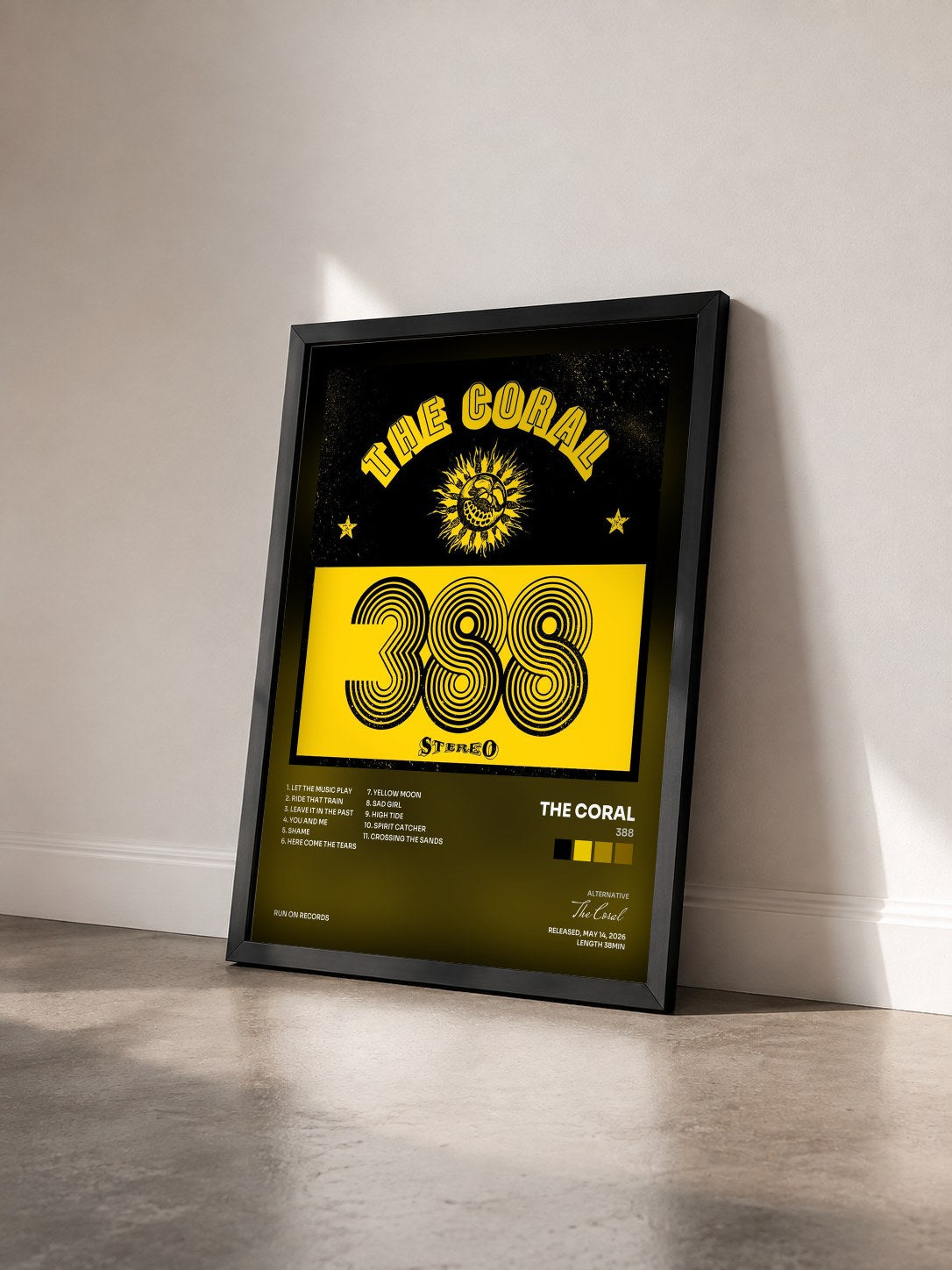 #noir Tableau de l'album 388 de The Coral vu de trois quarts, cadre noir