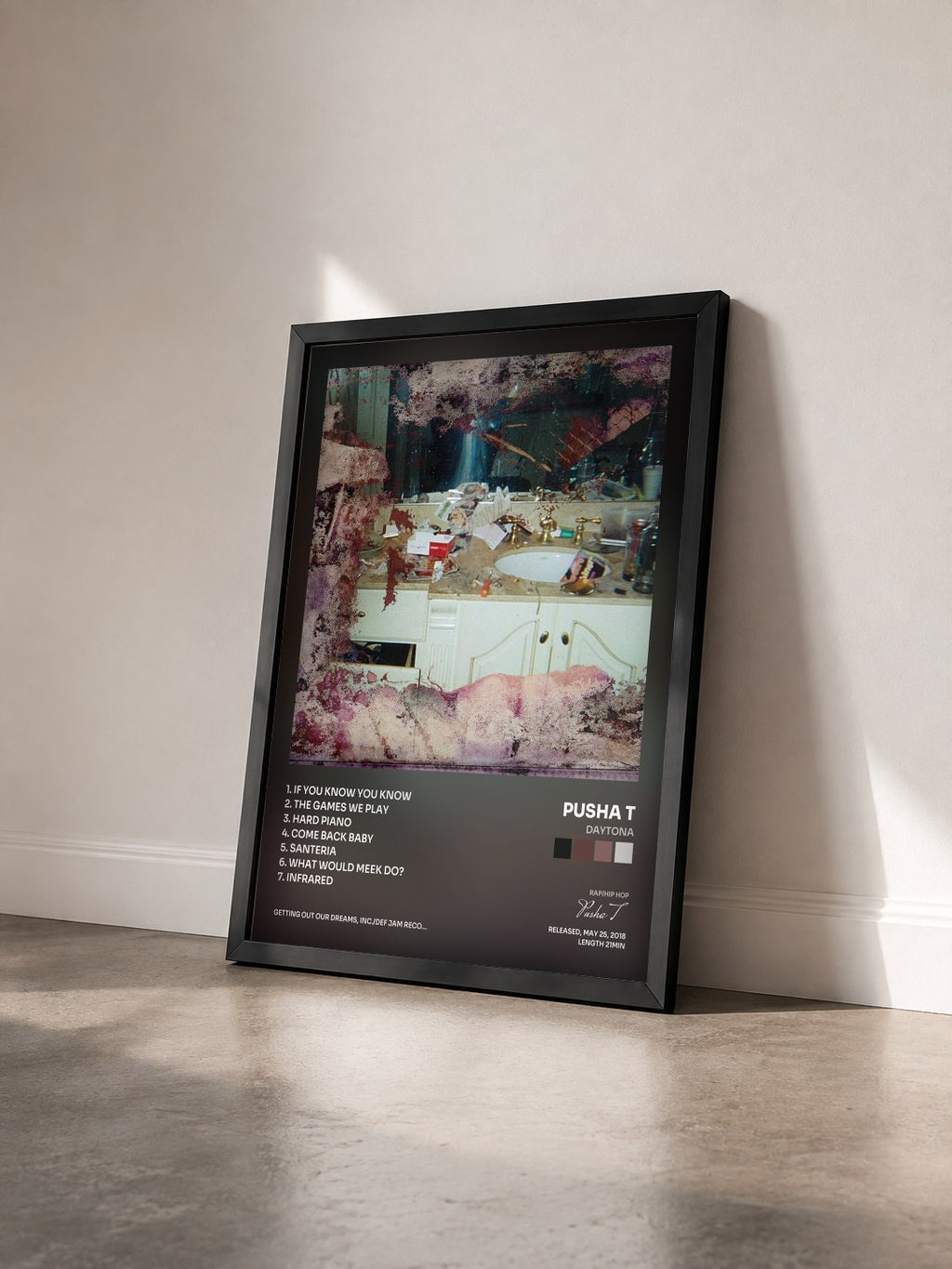#noir Tableau de l'album DAYTONA de Pusha T vu de trois quarts, cadre noir