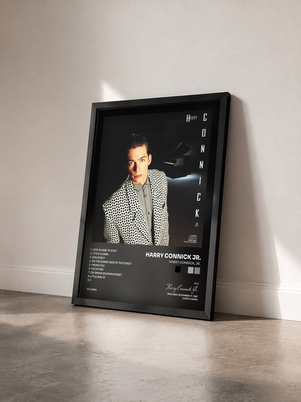 #noir Tableau de l'album Harry Connick, Jr. de Harry Connick Jr. vu de trois quarts, cadre noir
