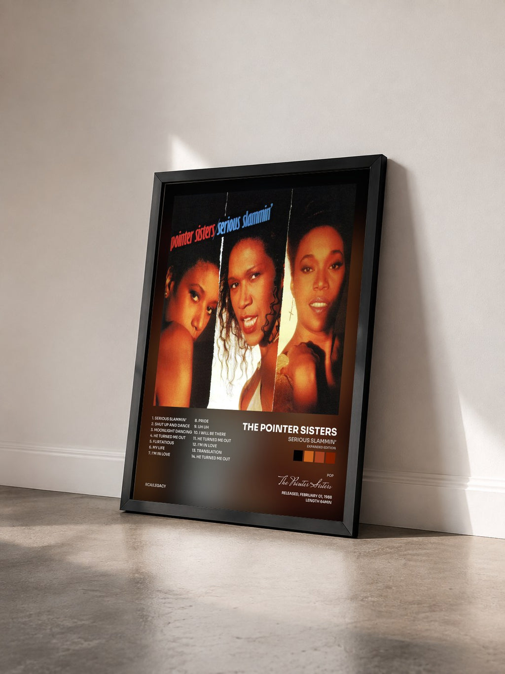 #noir Tableau de l'album Serious Slammin' (Expanded Edition) de The Pointer Sisters vu de trois quarts, cadre noir