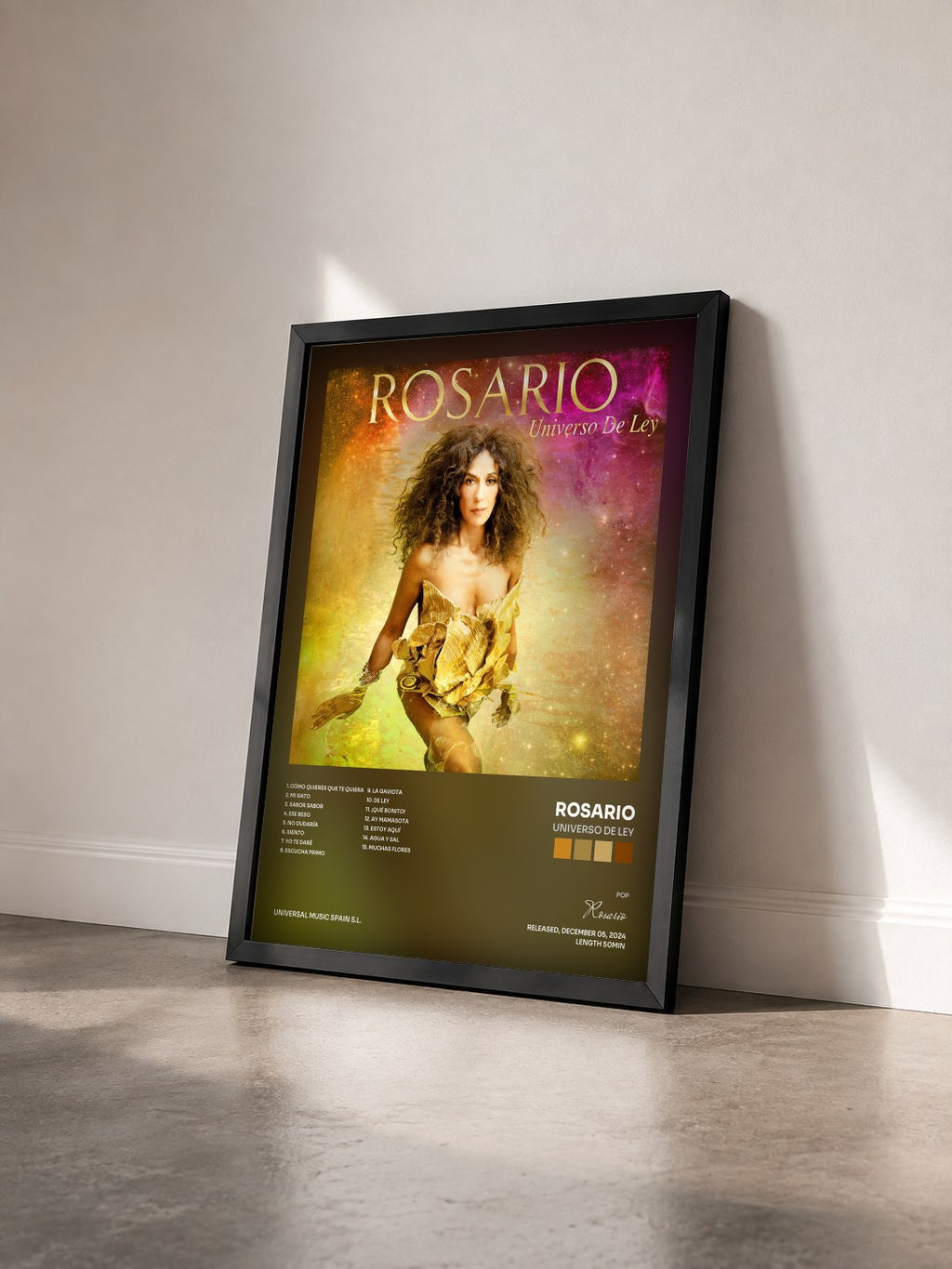 #noir Tableau de l'album Universo De Ley de Rosario vu de trois quarts, cadre noir