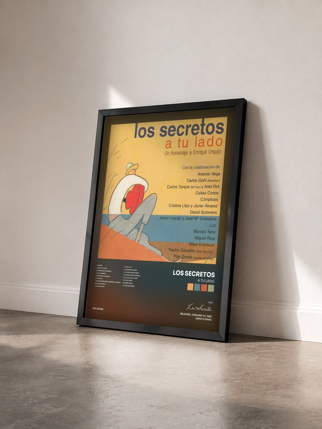 #noir Tableau de l'album A Tu Lado de Los Secretos vu de trois quarts, cadre noir