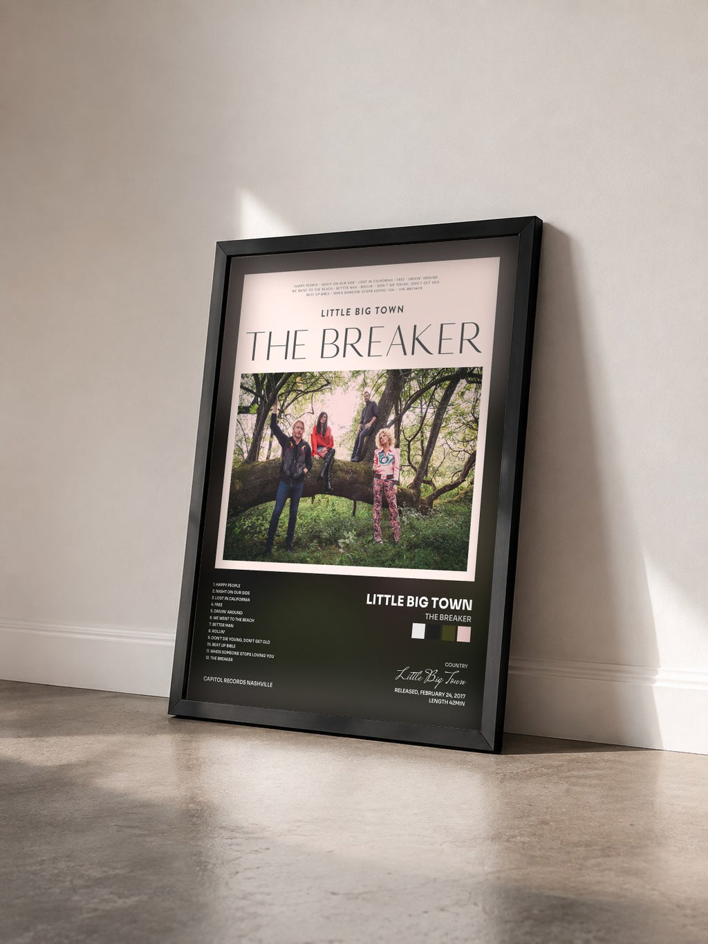 #noir Tableau de l'album The Breaker de Little Big Town vu de trois quarts, cadre noir
