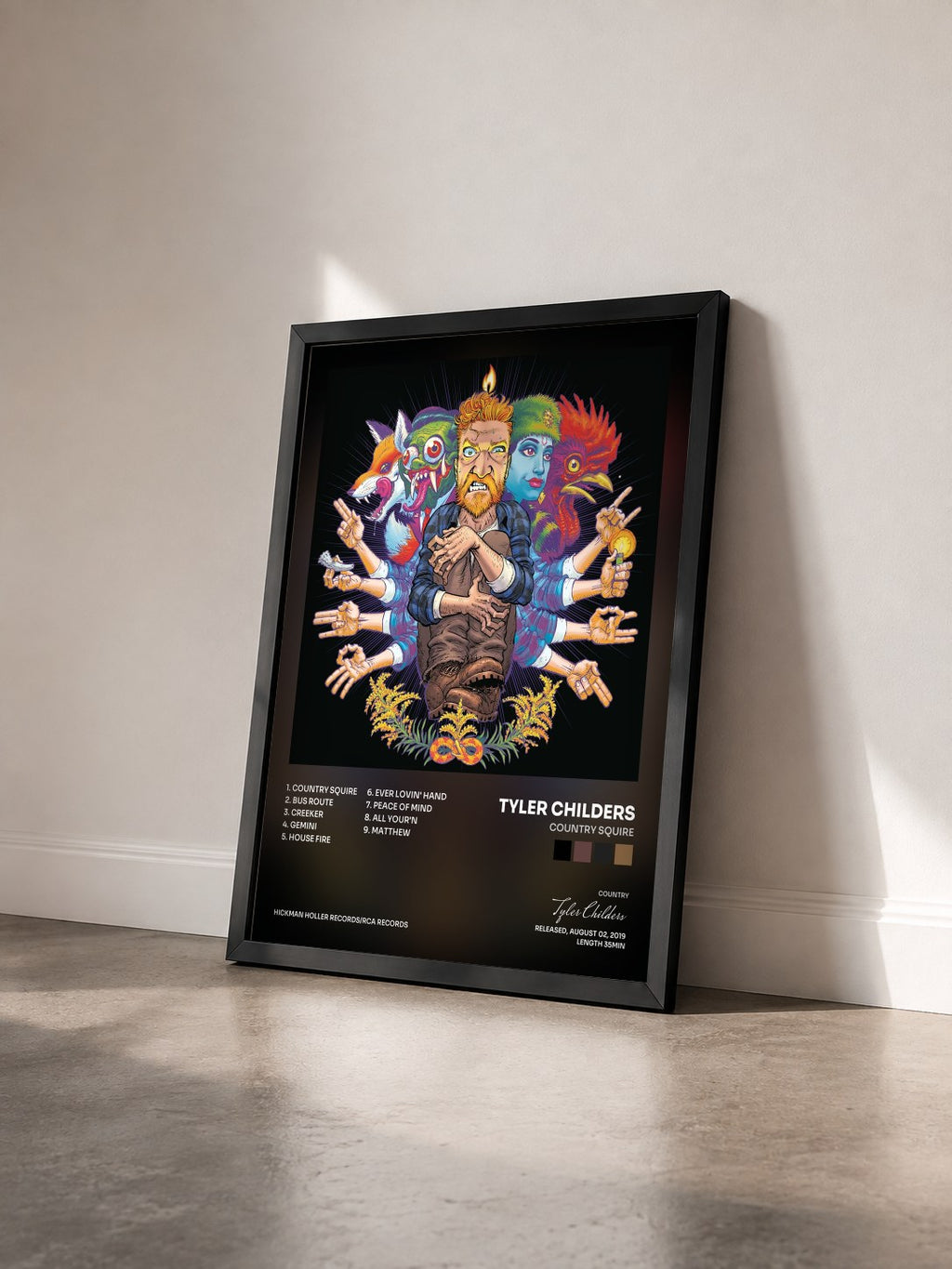 #noir Tableau de l'album Country Squire de Tyler Childers vu de trois quarts, cadre noir