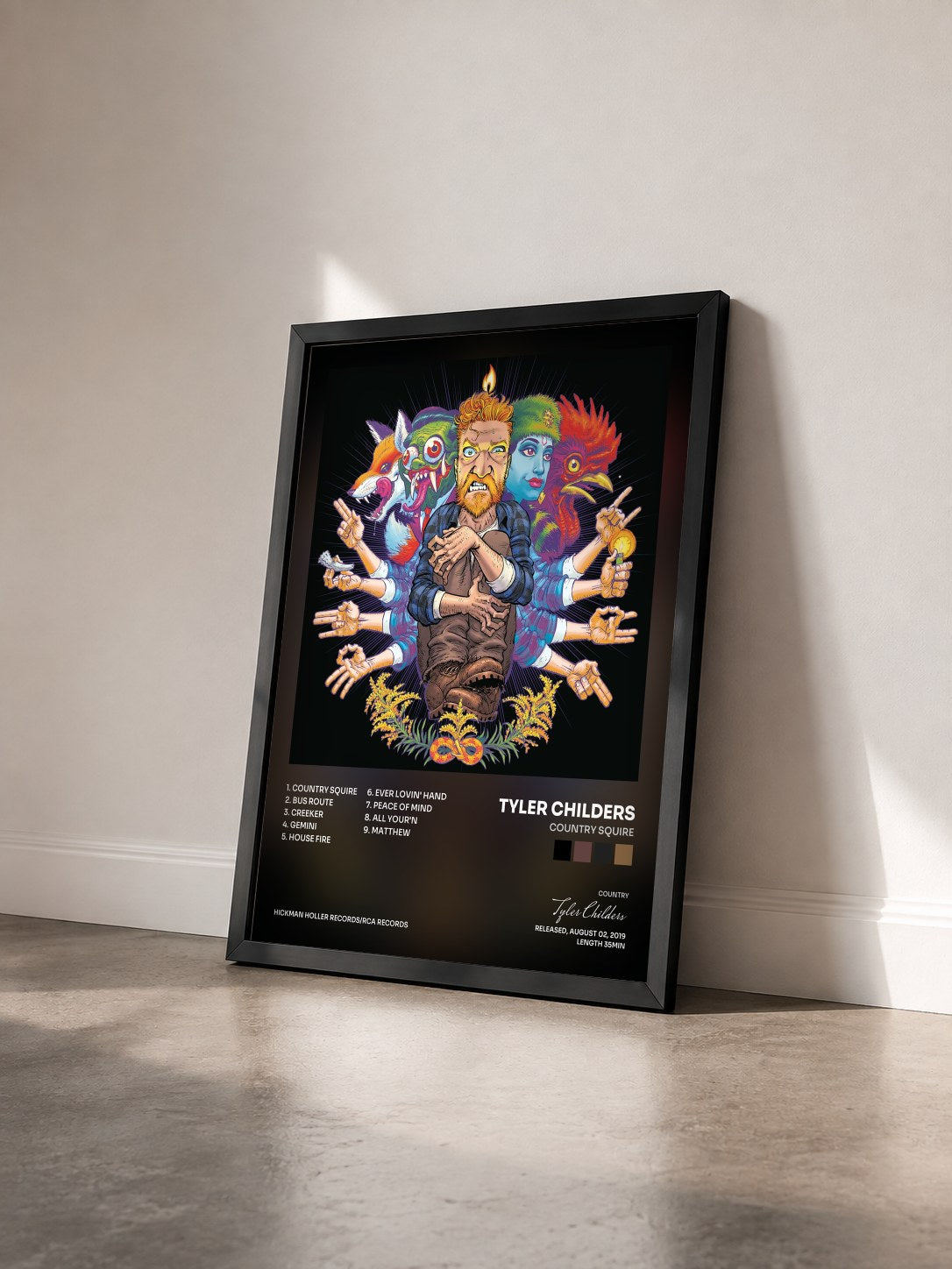 #noir Tableau de l'album Country Squire de Tyler Childers vu de trois quarts, cadre noir