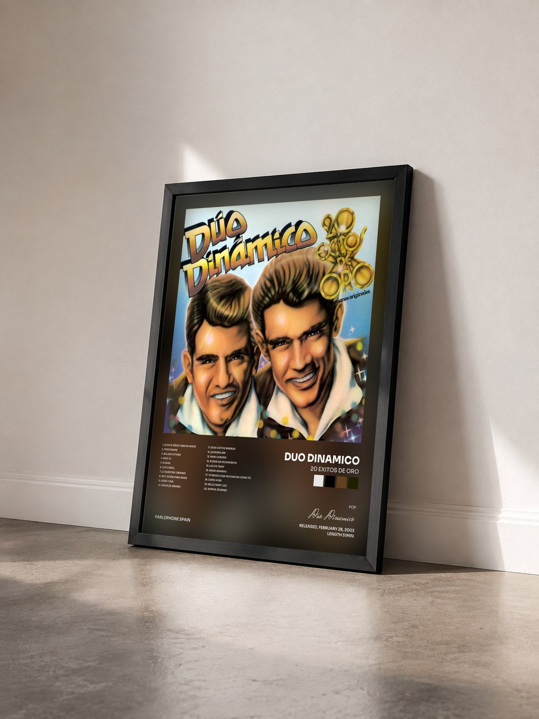 #noir Tableau de l'album 20 Exitos De Oro de Duo Dinamico vu de trois quarts, cadre noir