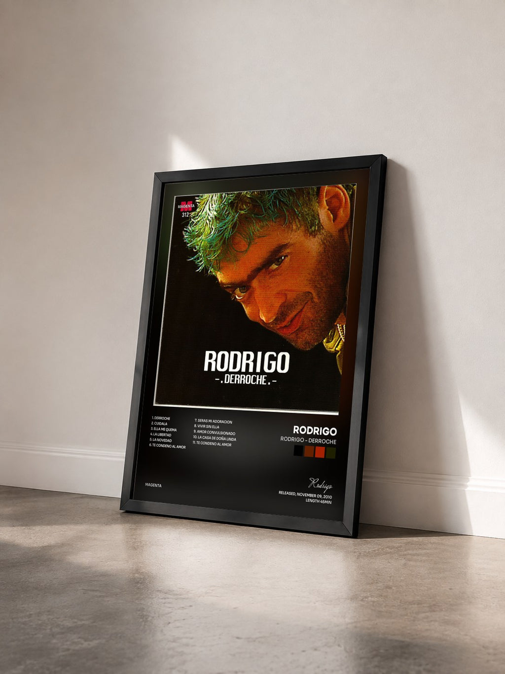 #noir Tableau de l'album Rodrigo - Derroche de Rodrigo vu de trois quarts, cadre noir