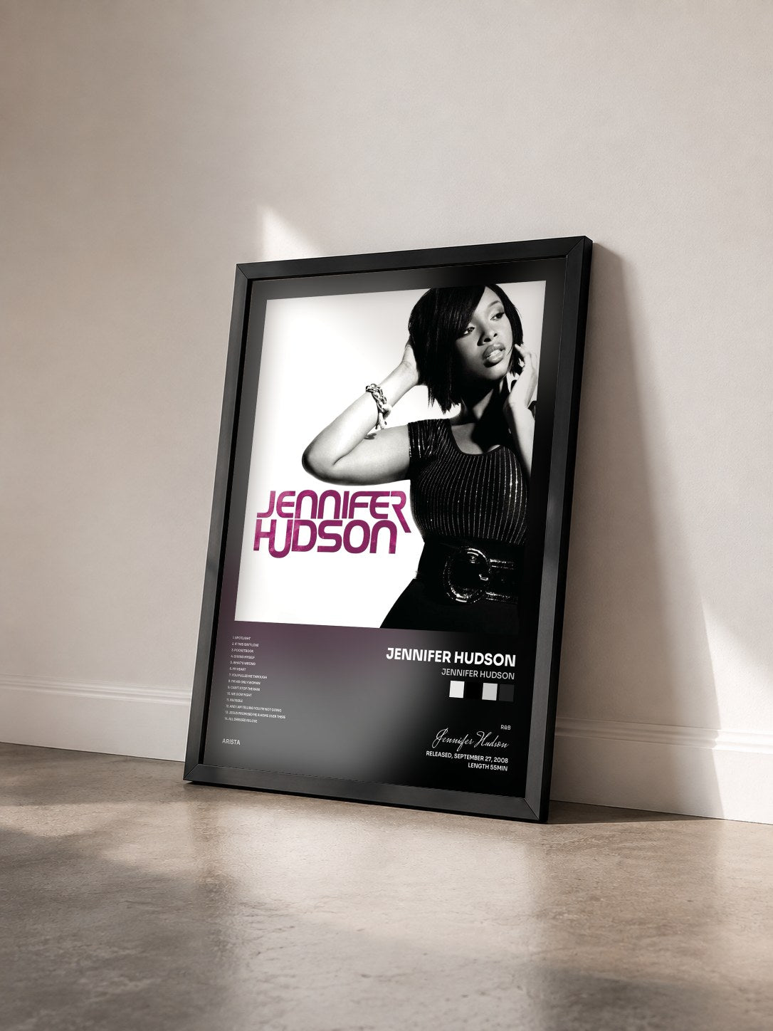#noir Tableau de l'album Jennifer Hudson de Jennifer Hudson vu de trois quarts, cadre noir