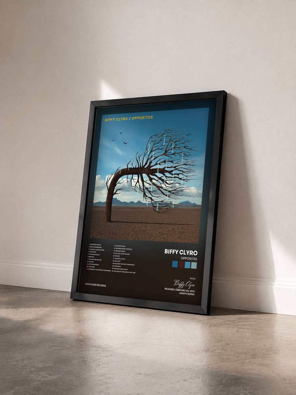 #noir Tableau de l'album Opposites de Biffy Clyro vu de trois quarts, cadre noir