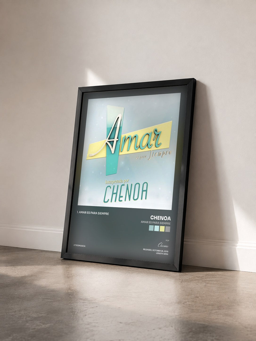 #noir Tableau de l'album Amar Es para Siempre de Chenoa vu de trois quarts, cadre noir