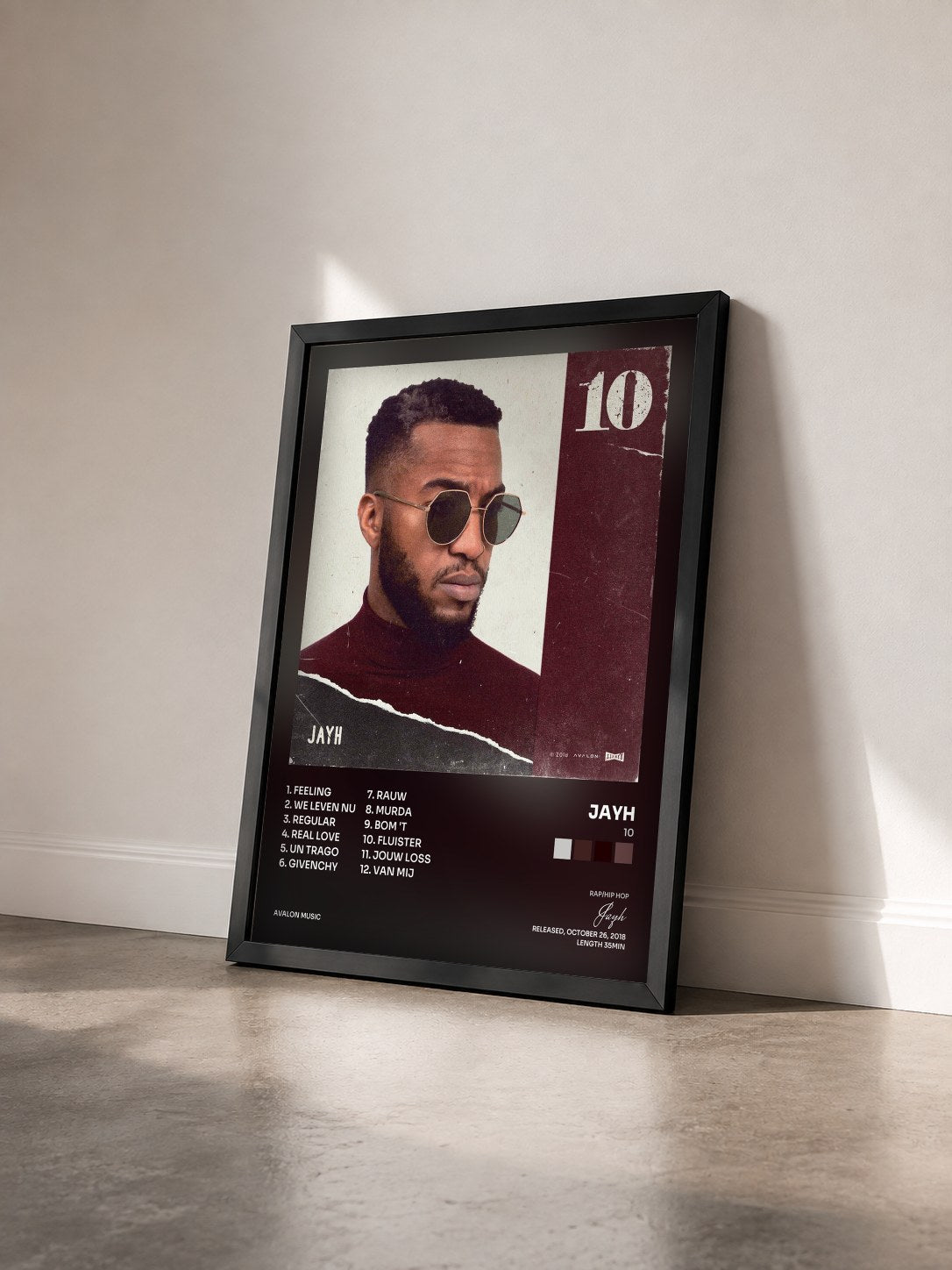 #noir Tableau de l'album 10 de Jayh vu de trois quarts, cadre noir