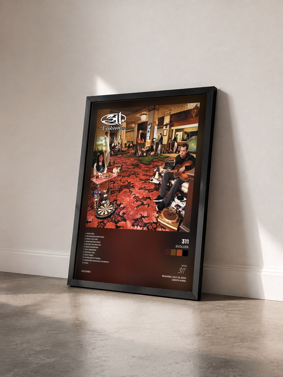 #noir Tableau de l'album Evolver de 311 vu de trois quarts, cadre noir