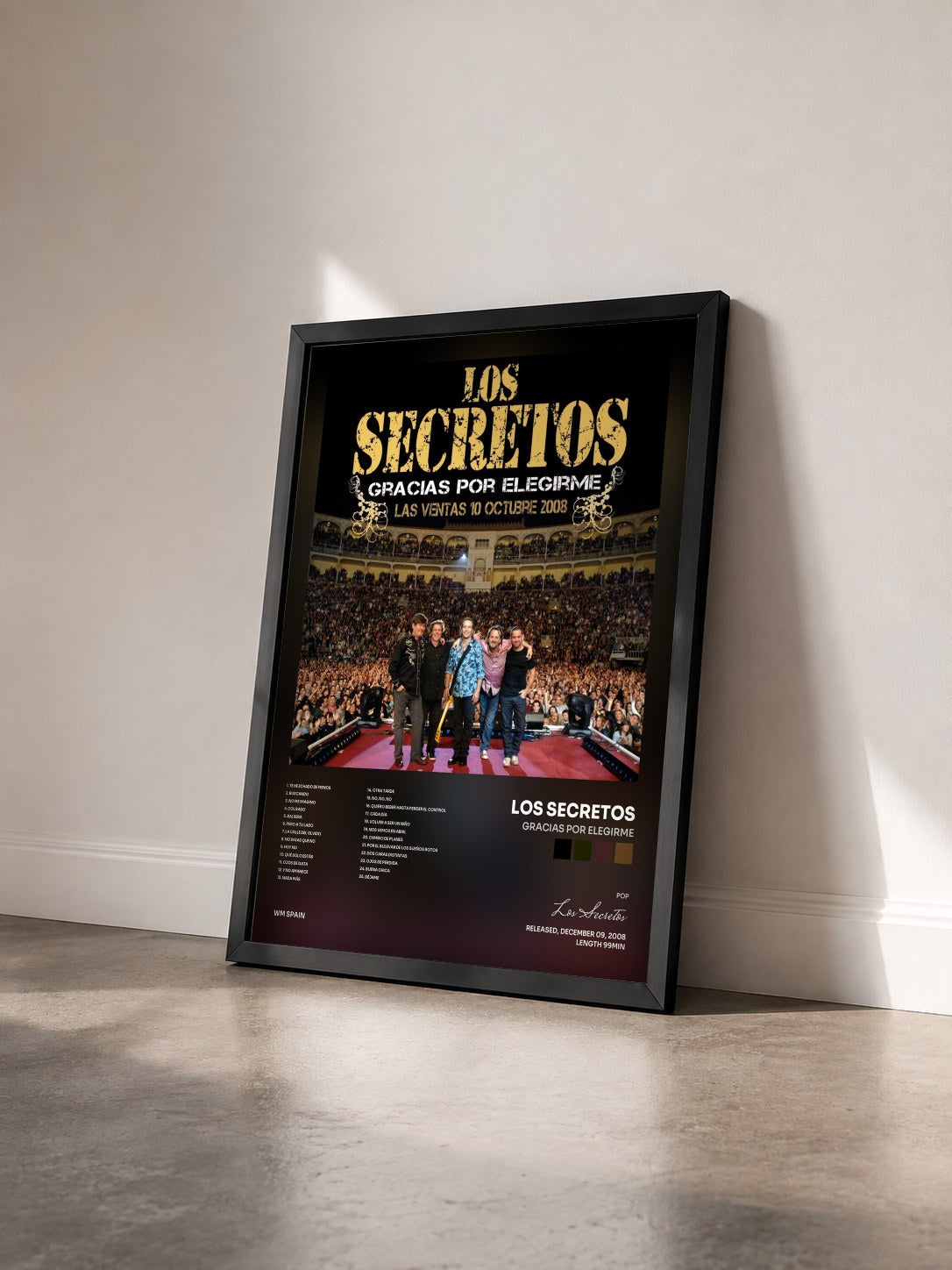 #noir Tableau de l'album Gracias por elegirme de Los Secretos vu de trois quarts, cadre noir
