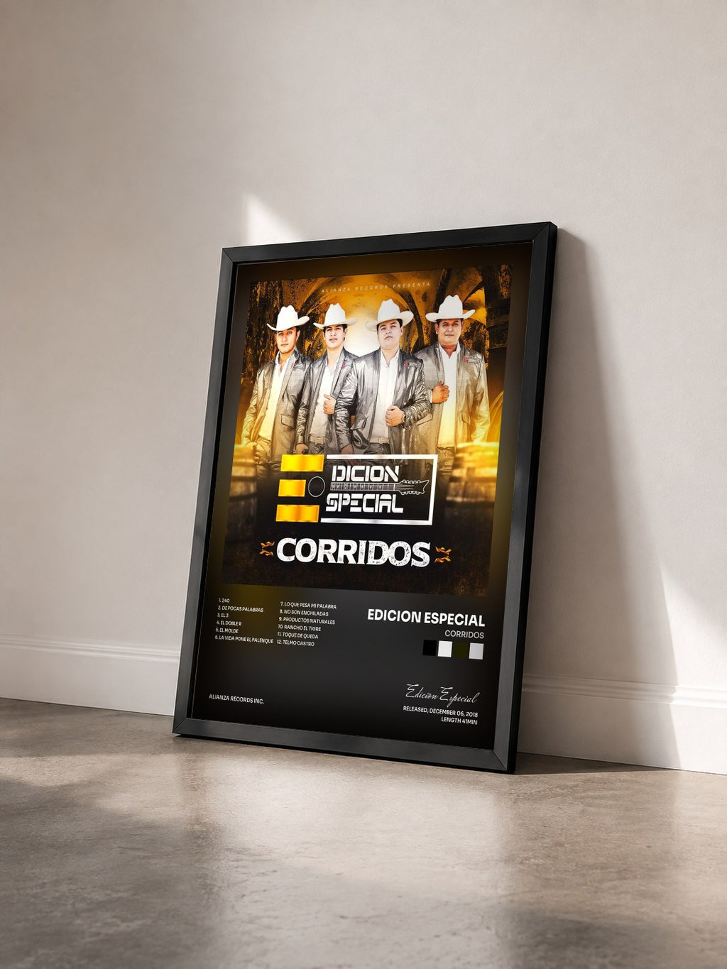 #noir Tableau de l'album Corridos de Edicion Especial vu de trois quarts, cadre noir