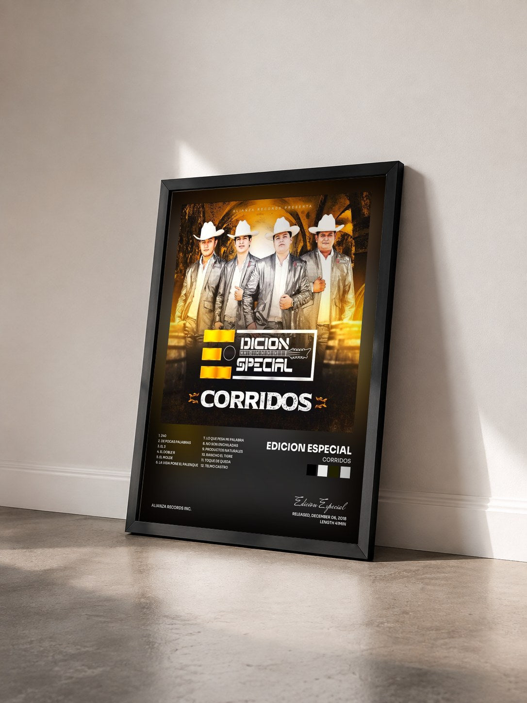 #noir Tableau de l'album Corridos de Edicion Especial vu de trois quarts, cadre noir
