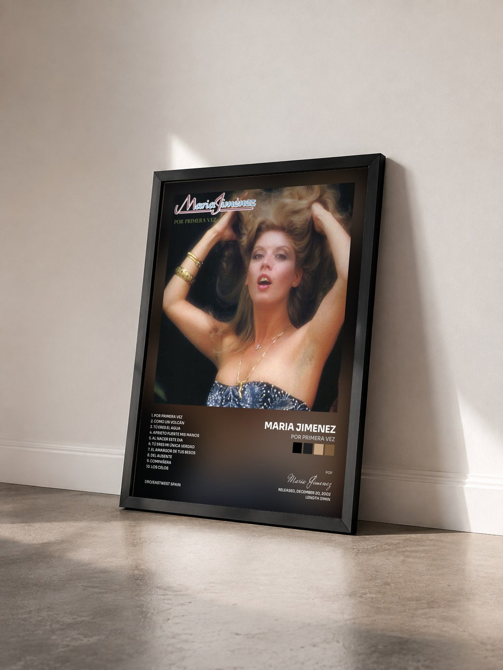 #noir Tableau de l'album Por primera vez de Maria Jimenez vu de trois quarts, cadre noir