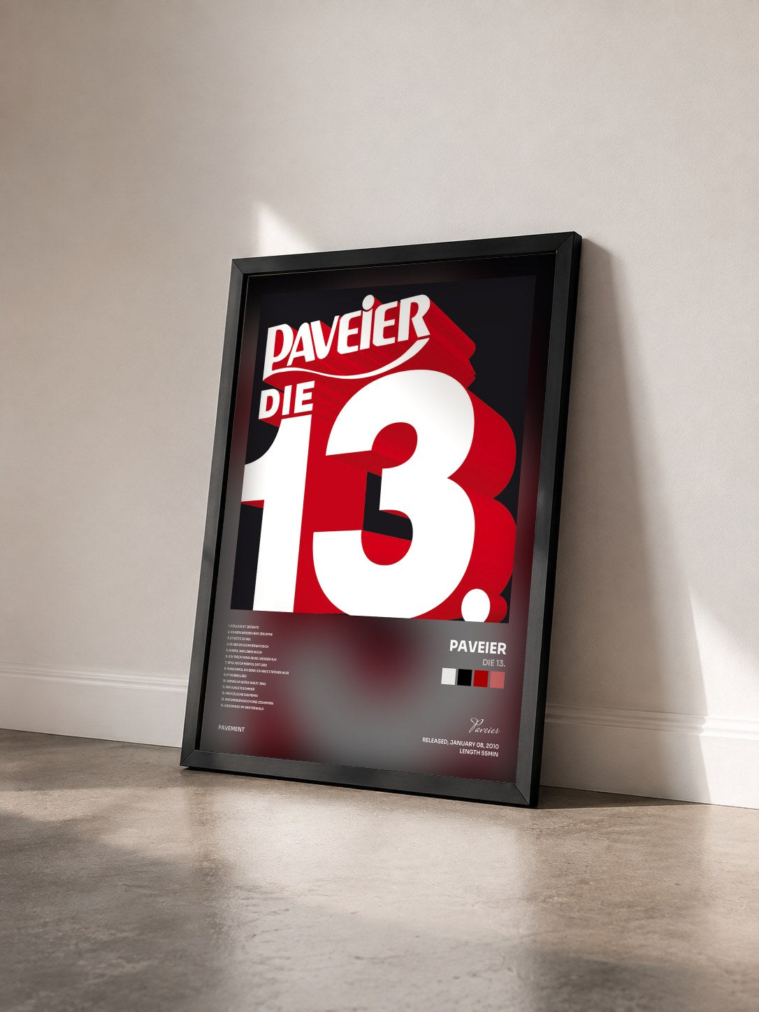 #noir Tableau de l'album Die 13. de Paveier vu de trois quarts, cadre noir