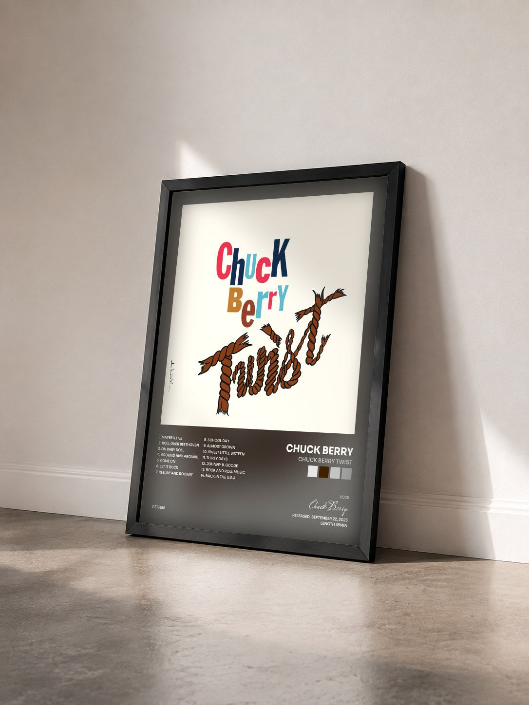 #noir Tableau de l'album Chuck Berry Twist de Chuck Berry vu de trois quarts, cadre noir