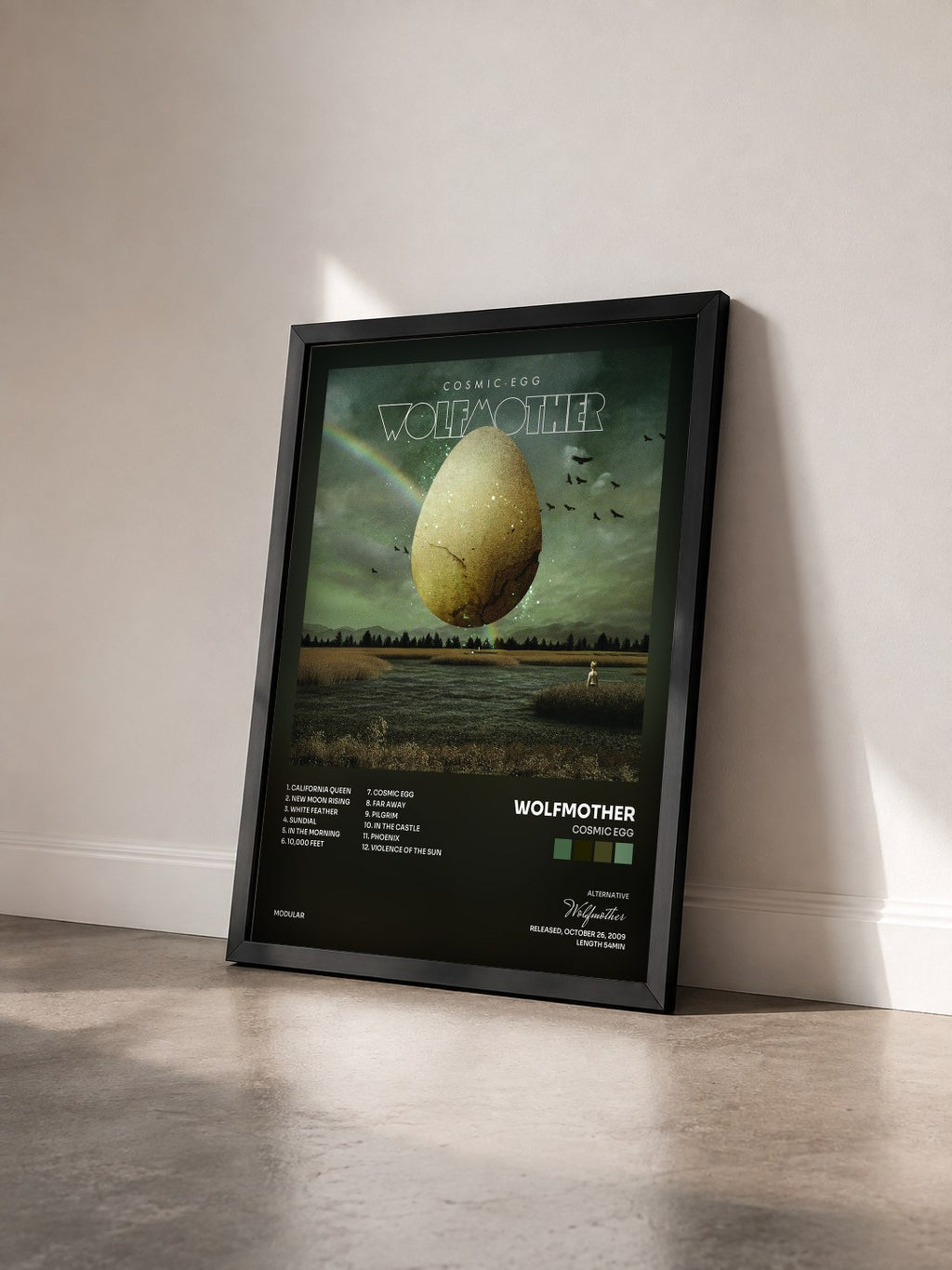 #noir Tableau de l'album Cosmic Egg de Wolfmother vu de trois quarts, cadre noir