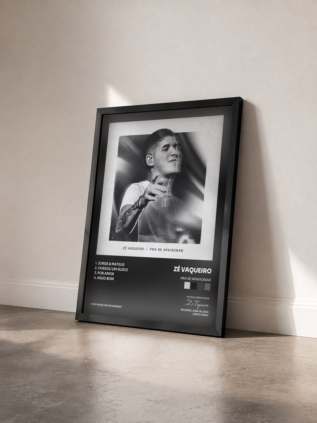 #noir Tableau de l'album Pra Se Apaixonar de Zé Vaqueiro vu de trois quarts, cadre noir