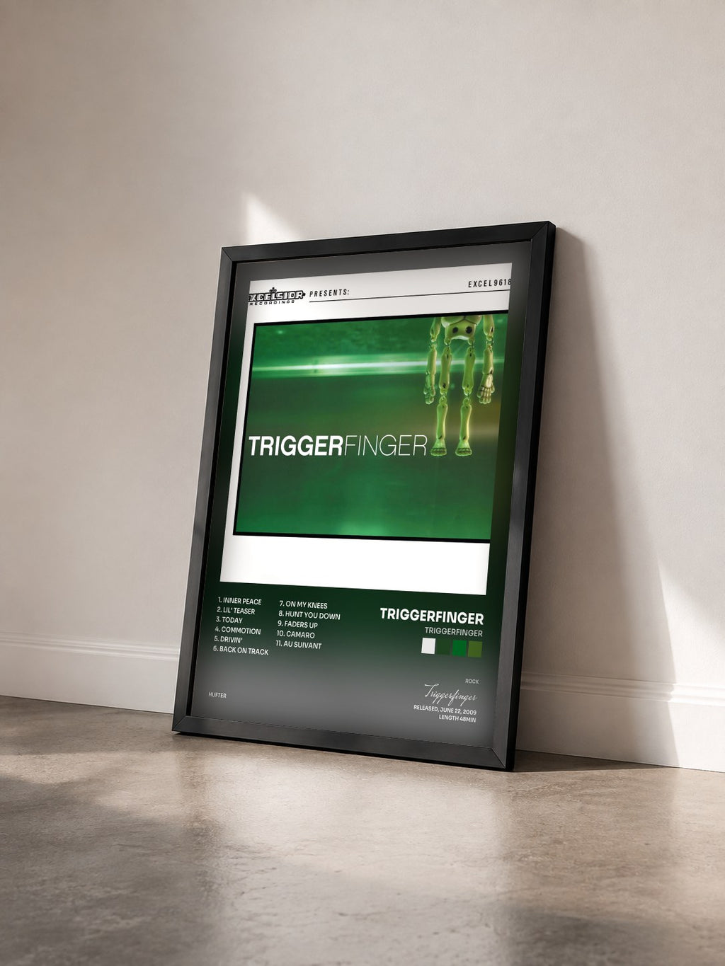 #noir Tableau de l'album Triggerfinger de Triggerfinger vu de trois quarts, cadre noir