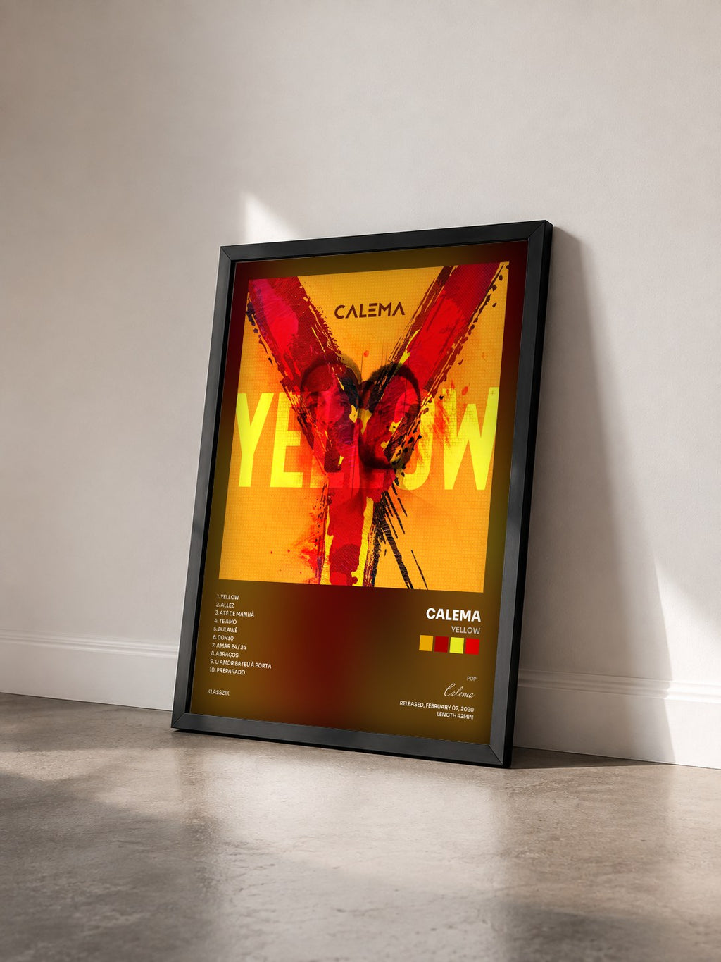 #noir Tableau de l'album Yellow de Calema vu de trois quarts, cadre noir