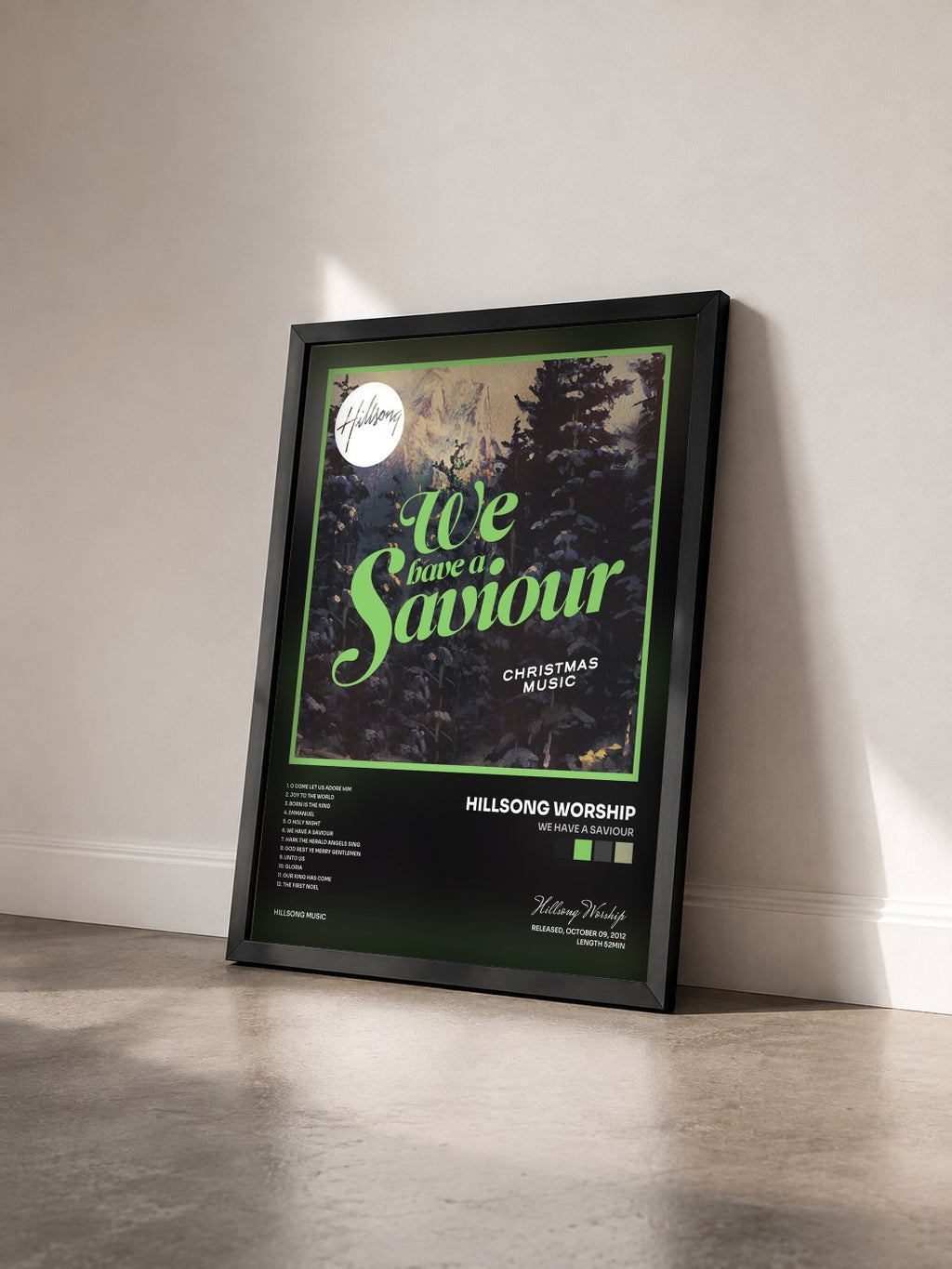 #noir Tableau de l'album We Have a Saviour de Hillsong Worship vu de trois quarts, cadre noir