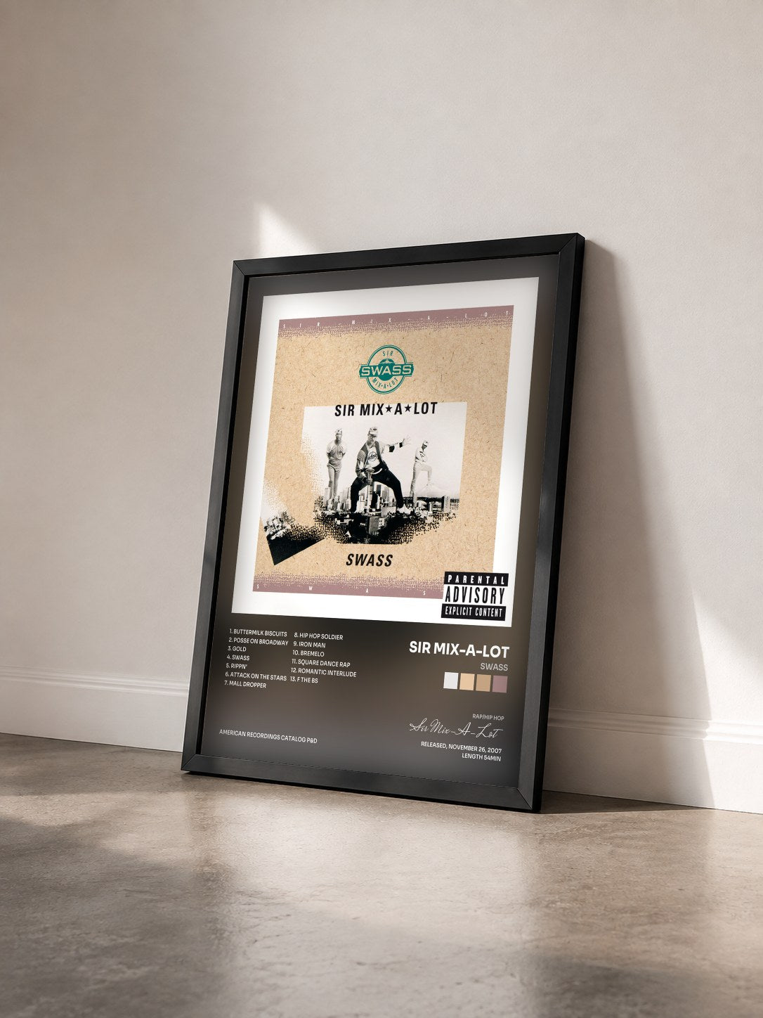 #noir Tableau de l'album Swass de Sir Mix-A-Lot vu de trois quarts, cadre noir