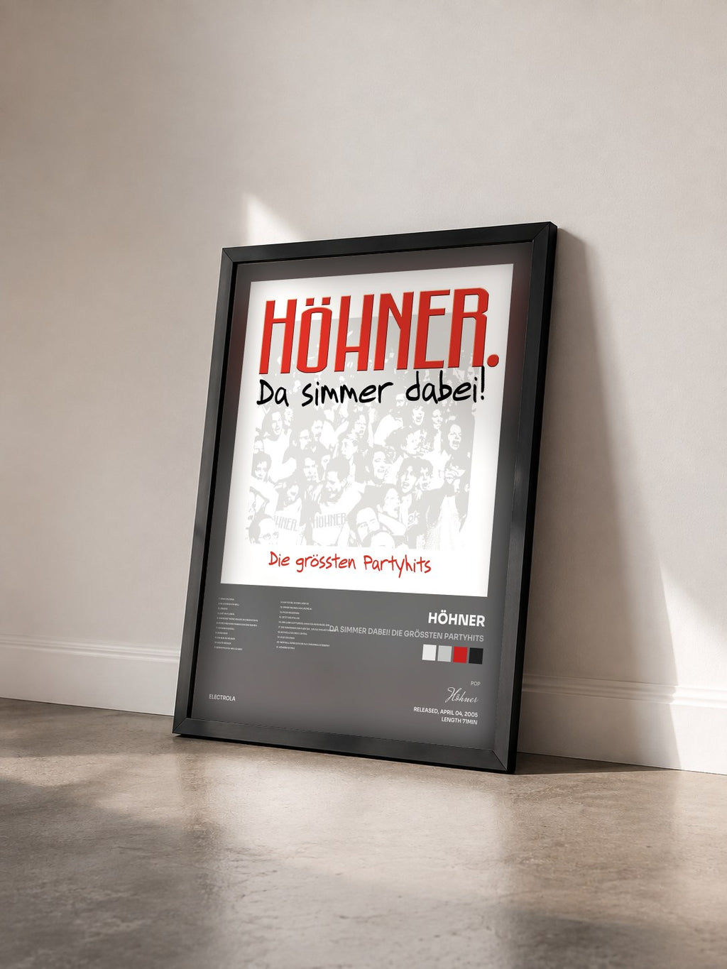 #noir Tableau de l'album Da Simmer Dabei! Die Grössten Partyhits de Höhner vu de trois quarts, cadre noir