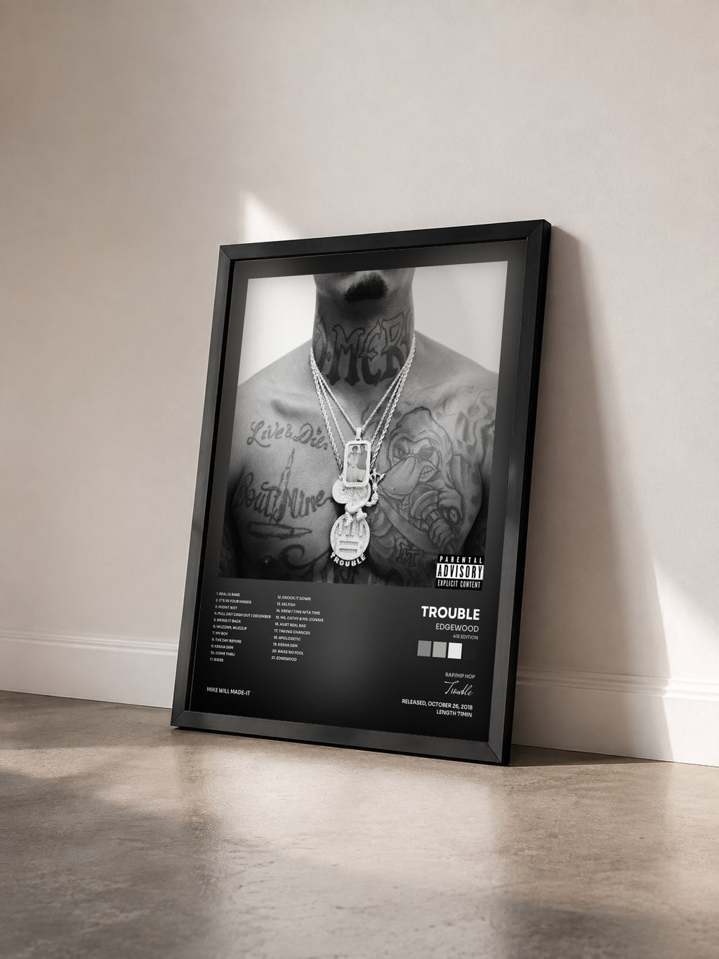 #noir Tableau de l'album Edgewood (41E Edition) de Trouble vu de trois quarts, cadre noir