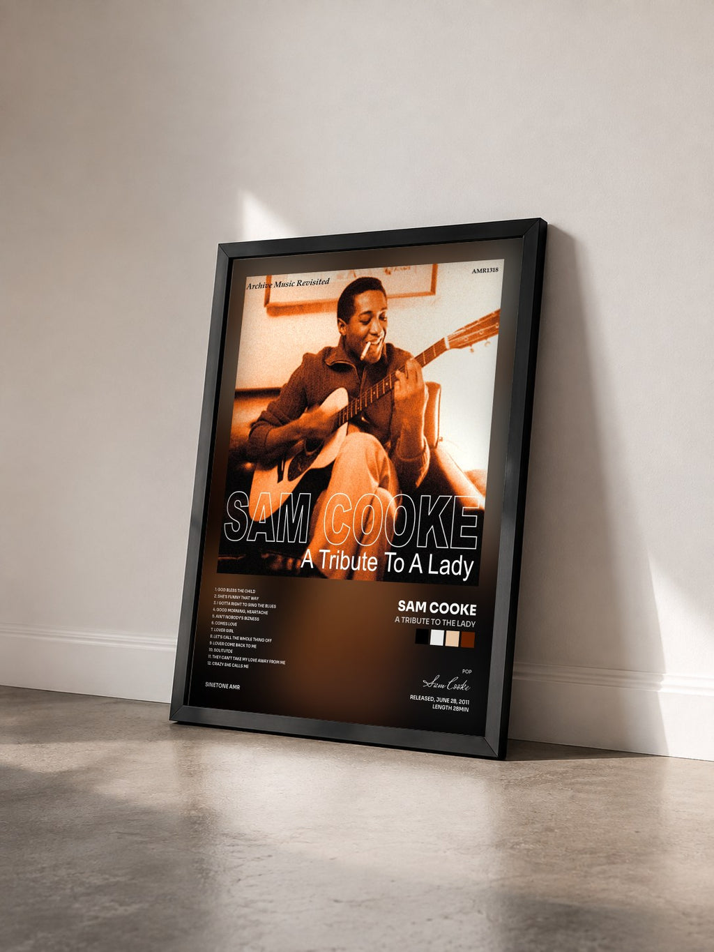 #noir Tableau de l'album A Tribute to the Lady de Sam Cooke vu de trois quarts, cadre noir