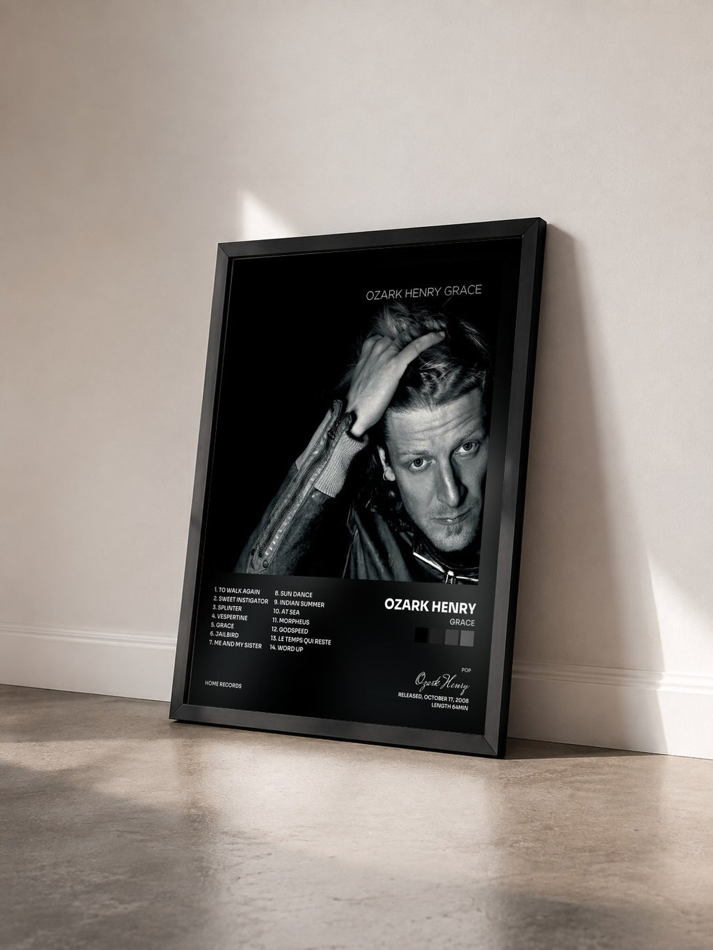 #noir Tableau de l'album Grace de Ozark Henry vu de trois quarts, cadre noir