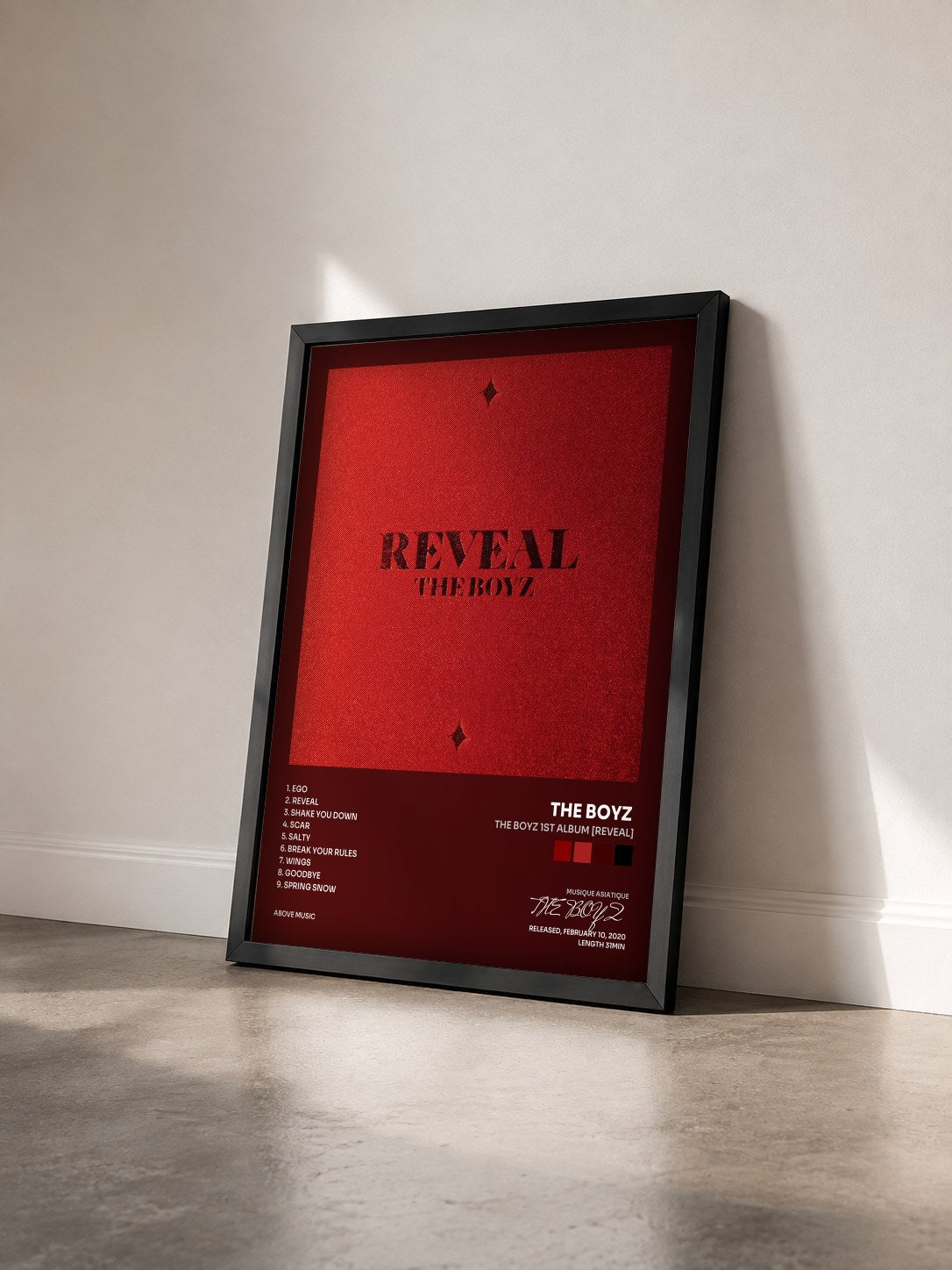 #noir Tableau de l'album THE BOYZ 1ST ALBUM [REVEAL] de THE BOYZ  vu de trois quarts, cadre noir