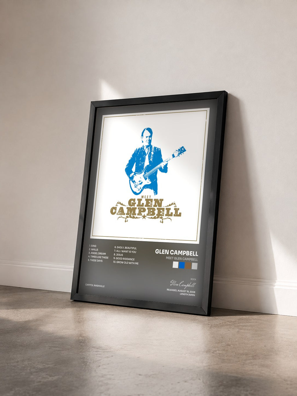 #noir Tableau de l'album Meet Glen Campbell de Glen Campbell vu de trois quarts, cadre noir