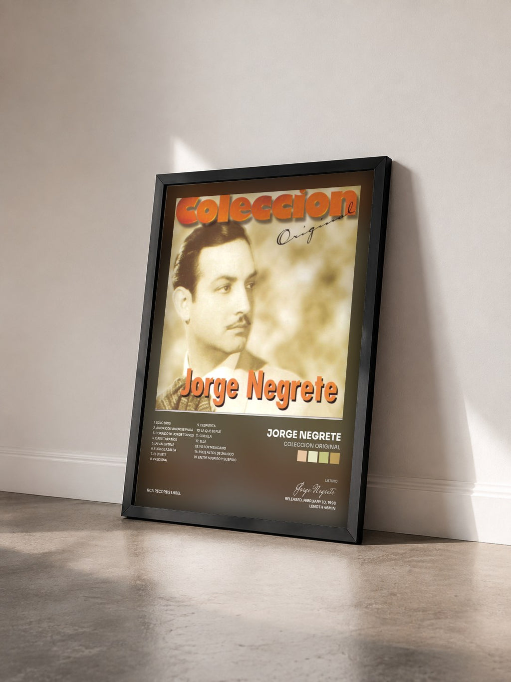 #noir Tableau de l'album Coleccion Original de Jorge Negrete vu de trois quarts, cadre noir