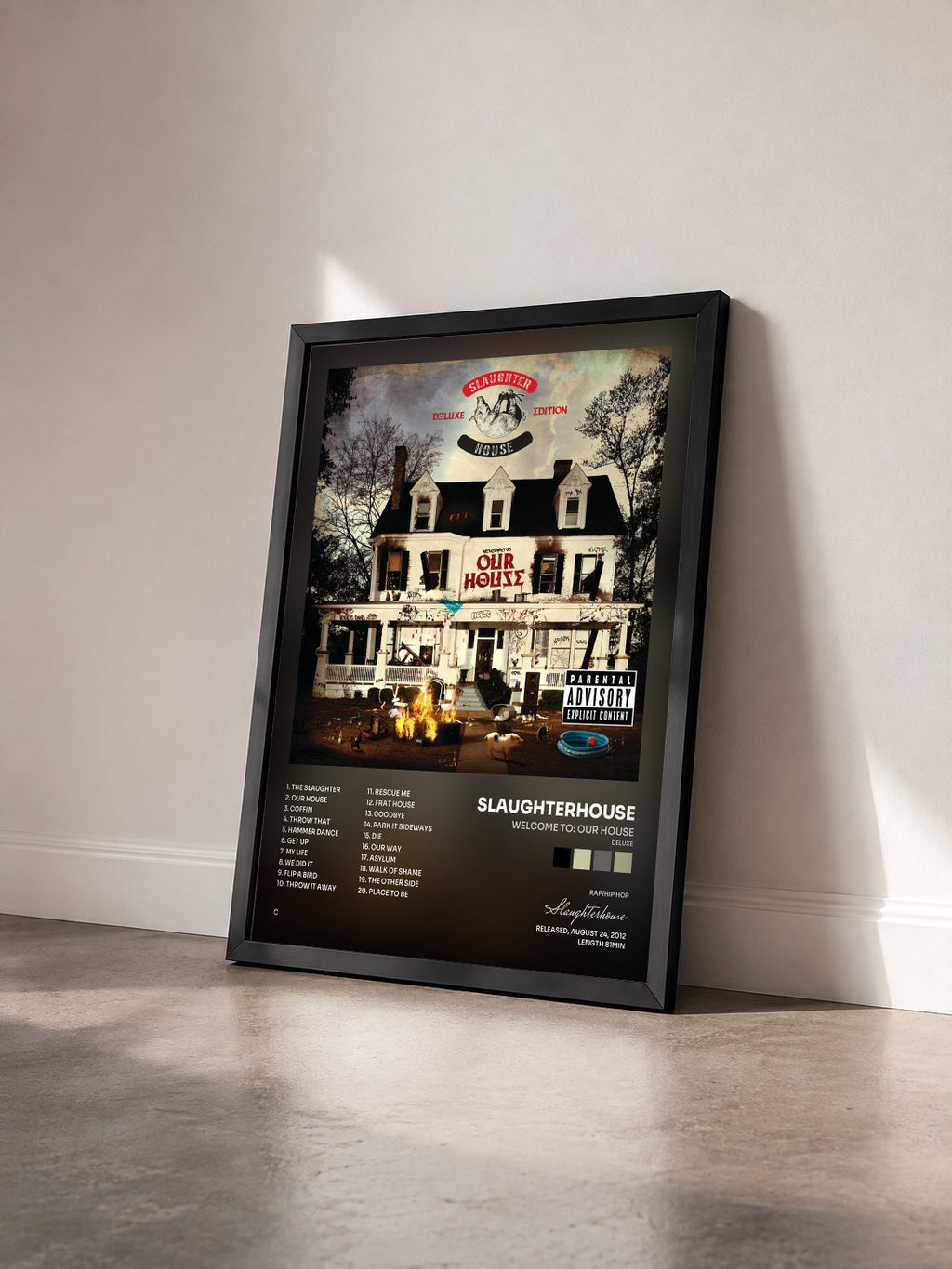 #noir Tableau de l'album welcome to: OUR HOUSE (Deluxe) de Slaughterhouse vu de trois quarts, cadre noir