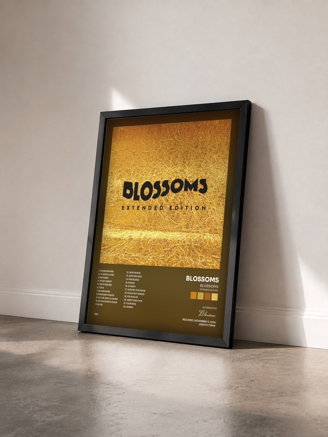 #noir Tableau de l'album Blossoms (Extended Edition) de Blossoms vu de trois quarts, cadre noir