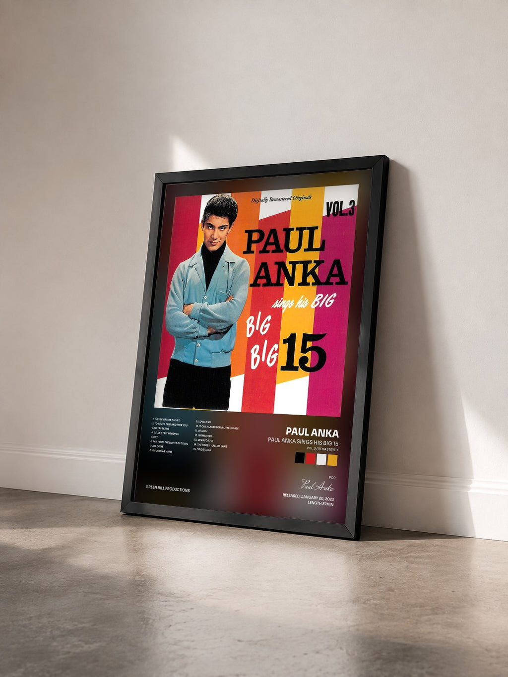 #noir Paul Anka Sings His Big 15 (Vol. 3 / Remastered) von Paul Anka als gerahmter Kunstdruck von schräg gesehen, schwarzer Rahmen