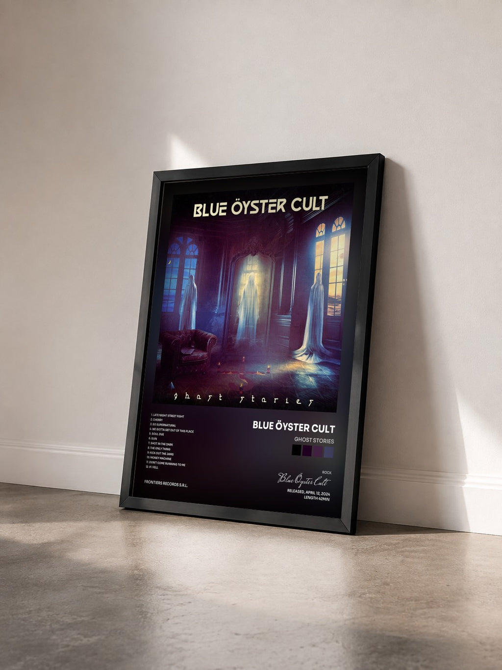 #noir Tableau de l'album Ghost Stories de Blue Öyster Cult vu de trois quarts, cadre noir