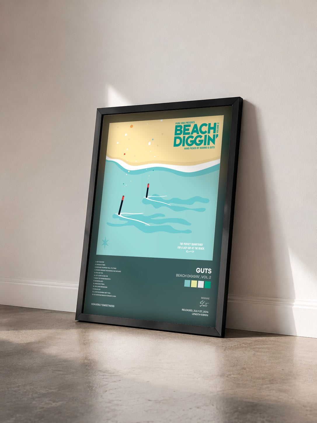 #noir Tableau de l'album Beach Diggin', Vol. 2 de Guts vu de trois quarts, cadre noir