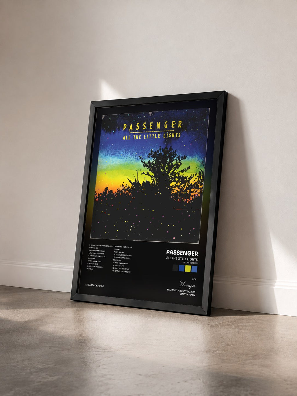 #noir Tableau de l'album All the Little Lights (Deluxe Version) de Passenger vu de trois quarts, cadre noir