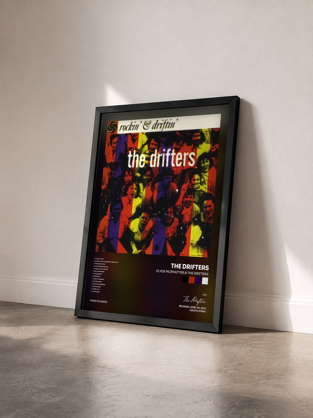 #noir Tableau de l'album Clyde McPhatter & The Drifters de The Drifters vu de trois quarts, cadre noir