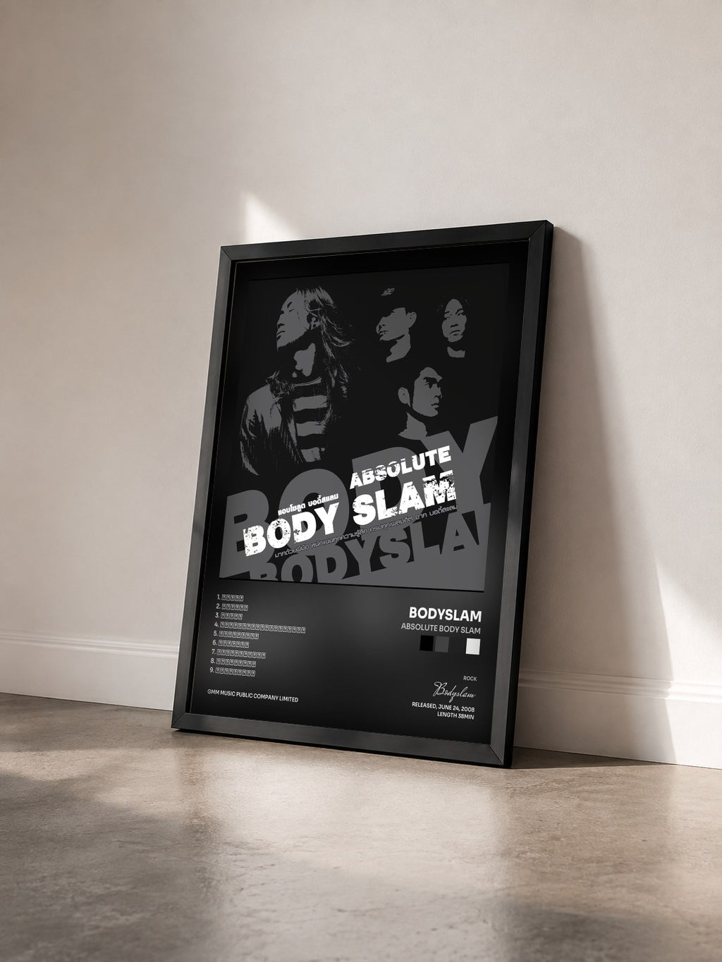 #noir Tableau de l'album ABSOLUTE BODY SLAM de Bodyslam vu de trois quarts, cadre noir