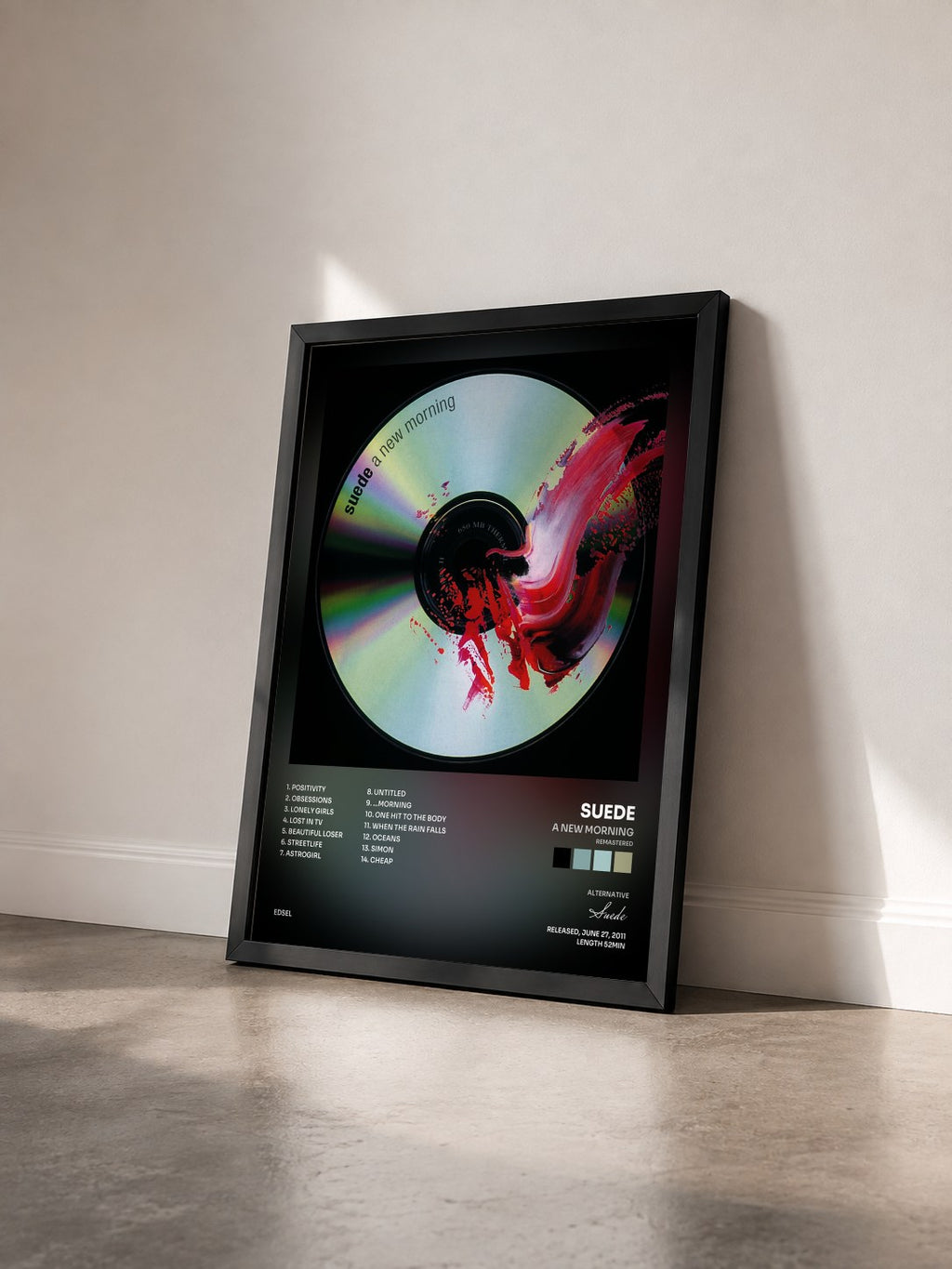#noir Tableau de l'album A New Morning (Remastered) de Suede vu de trois quarts, cadre noir