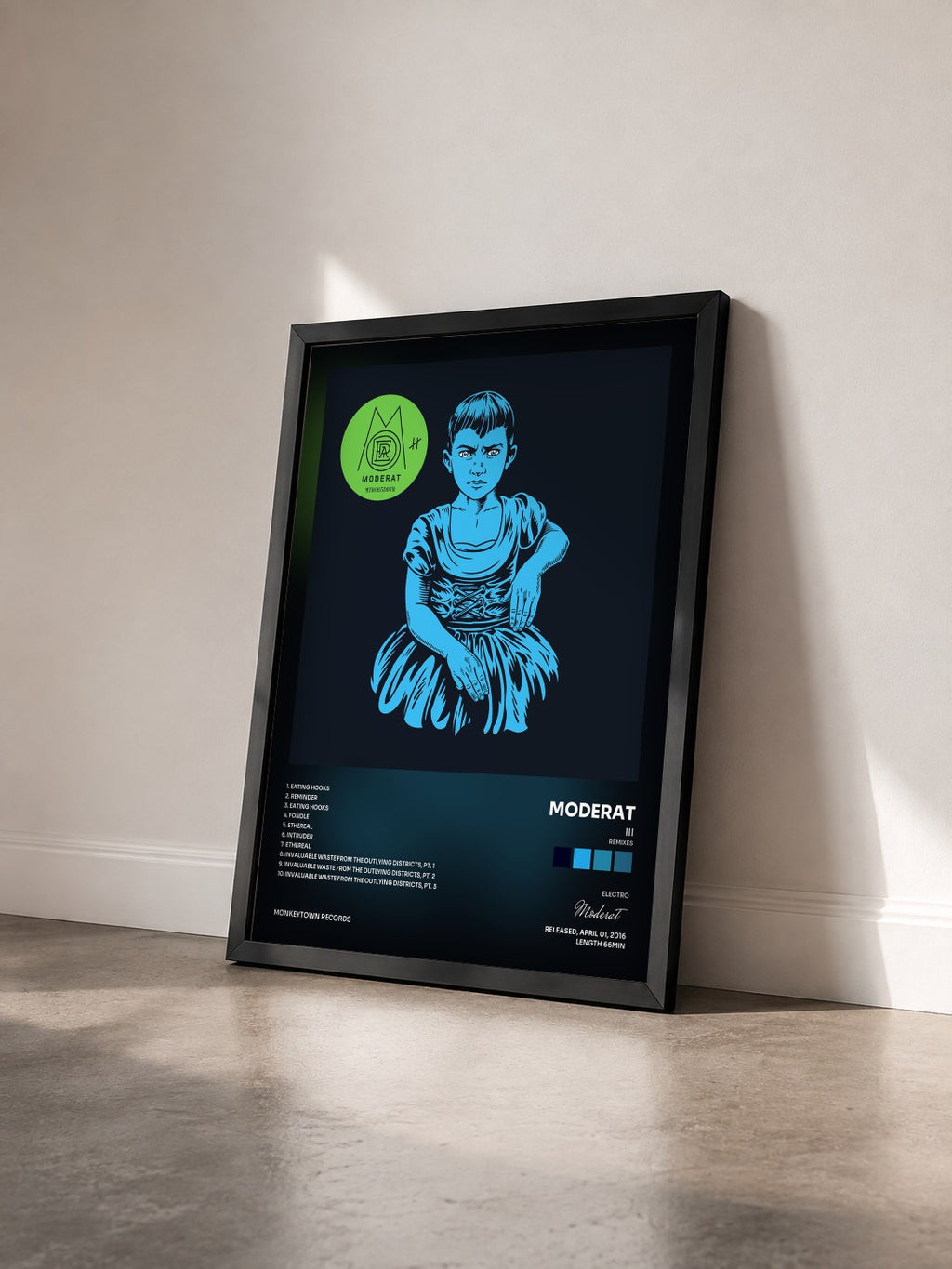 #noir Tableau de l'album III (Remixes) de Moderat vu de trois quarts, cadre noir