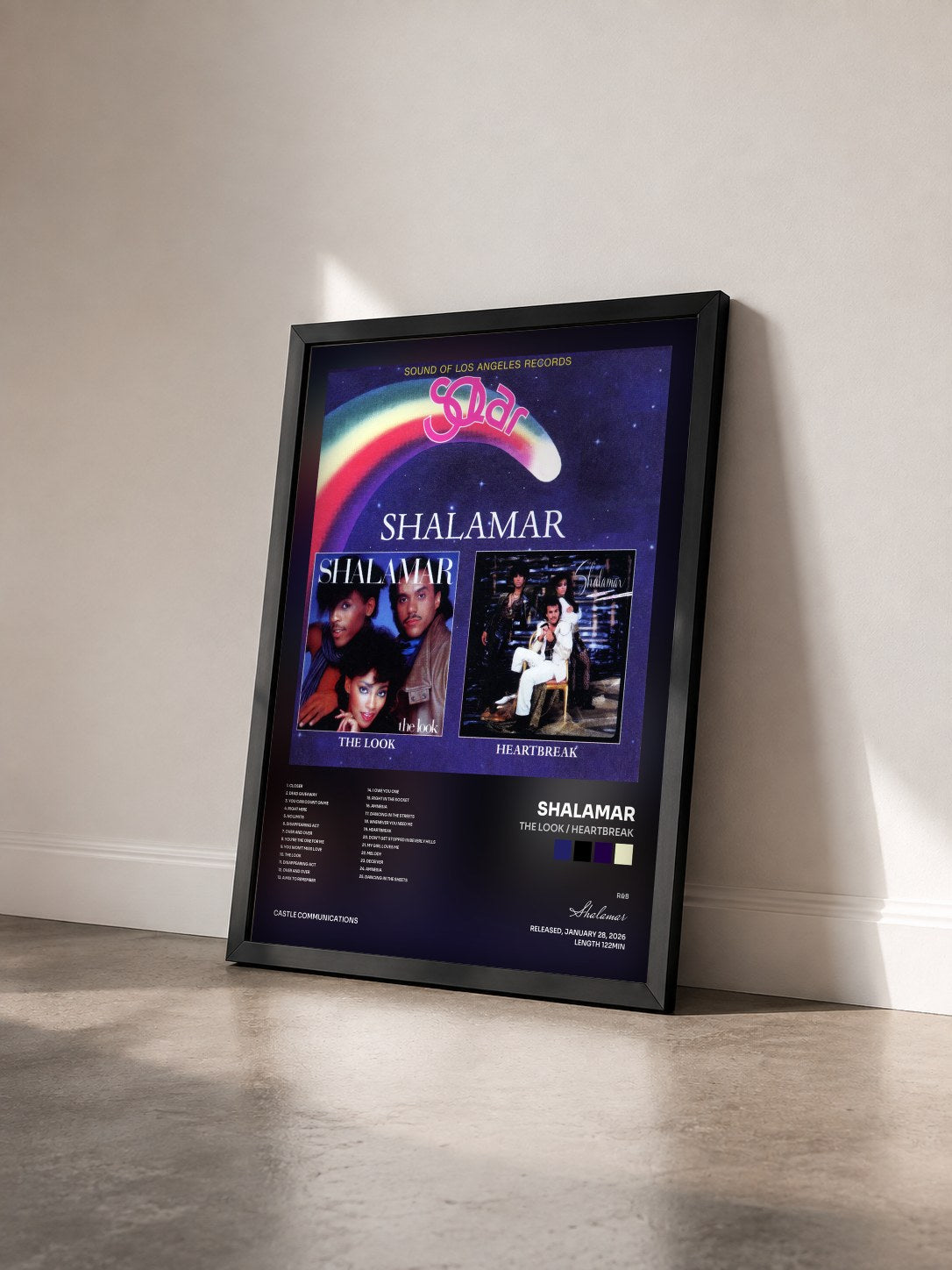 #noir Tableau de l'album The Look / Heartbreak de Shalamar vu de trois quarts, cadre noir